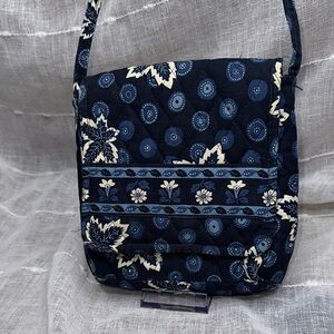 Vera Bradley Blue Coin Maple Leaf Pattern Sling Crossbody Swing Bag EUC VINTAGE